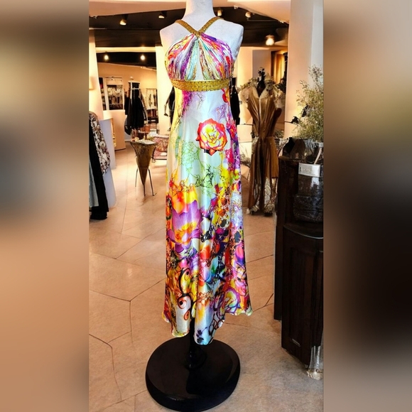 Source Unknown Colorful Floral Halter Maxi Dress - Picture 13 of 13